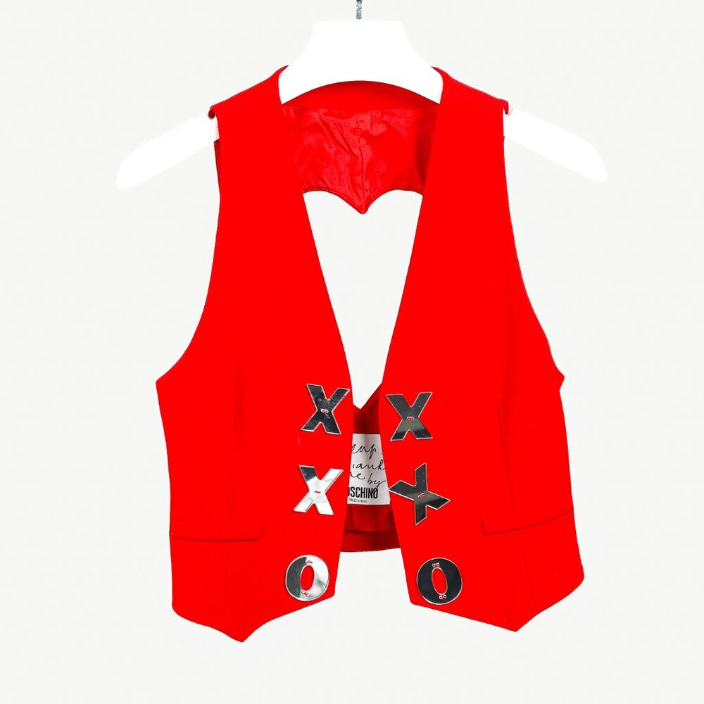 Moschino Cheap and Chic Xs & Os Heart Cut-Out Red Vest